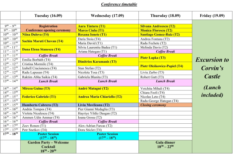 Conference timetable